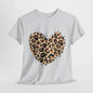 Leopard Love: Heart Print Unisex Cotton Tee"Wild Heart Leopard Print Graphic T-Shirt"Fierce Love Leopard Heart Design Tee.