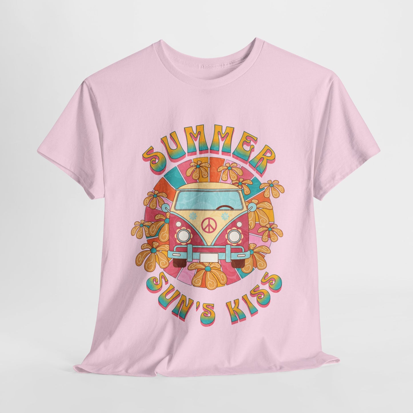 Summer Sun's Kiss: Hippie Bus T-Shirt,Catch a Ride Summer of Love Bus Tee,Groove to the Sun Hippie Bus Vibes Tee.