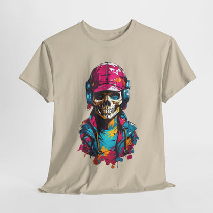 Skull T-Shirt, Music Lover Spooky Cool Shirt, Spooky T-Shirt, Retro T-Shirt, Vintage Tee, Headphone Shirt, Halloween Party Tee