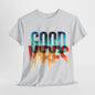 Retro Good Vibes T-Shirt -Tropical Sunset Graphic, Good Vibes Sunset Tee -Tropical Graphic T-Shirt, - Summer Beachwear.