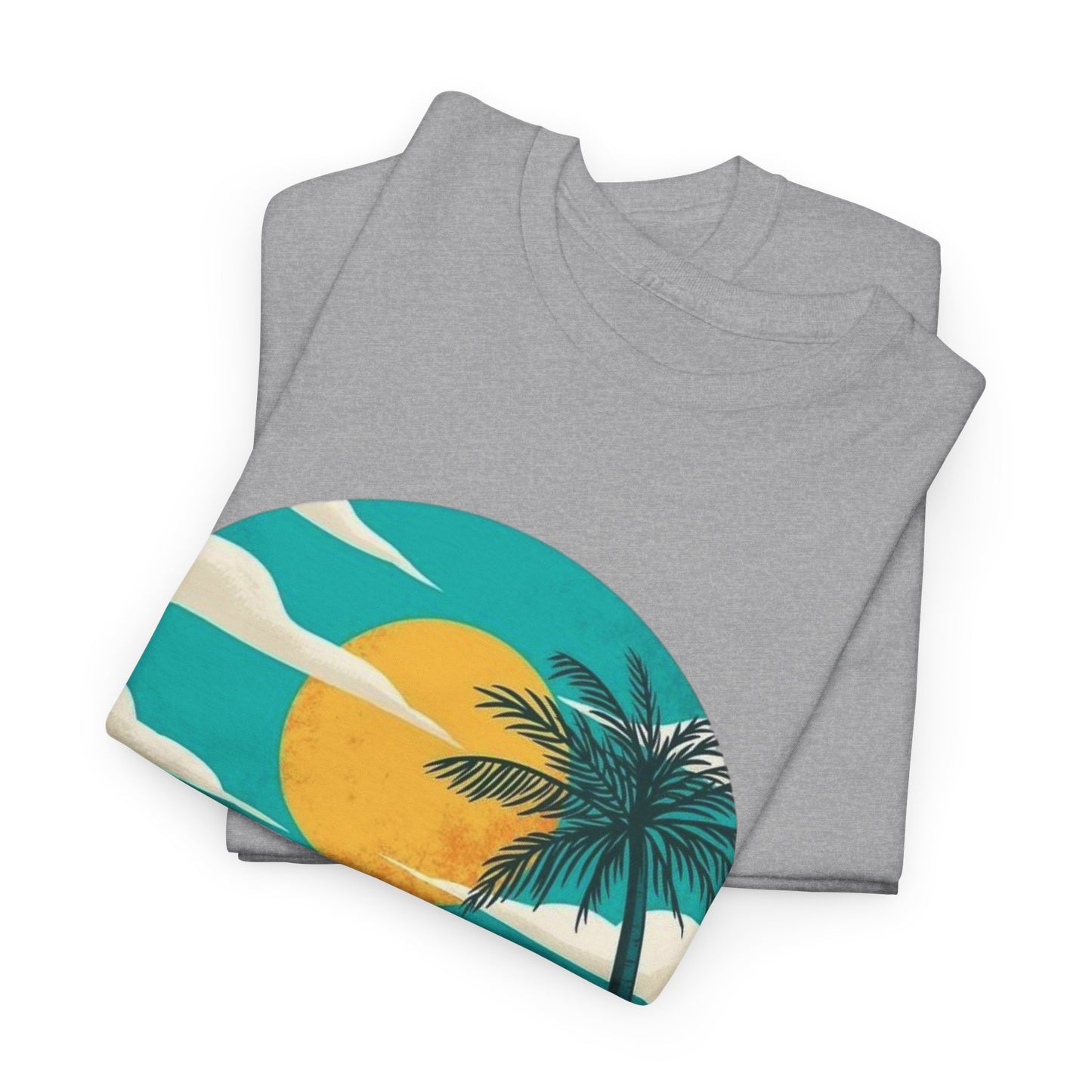 Retro Beach Scooter Tee -Vibrant Sunset Graphic,Tropical Beach Vibes T-Shirt -Sunset and Palm Trees Design,Vintage Beach Scooter Shirt