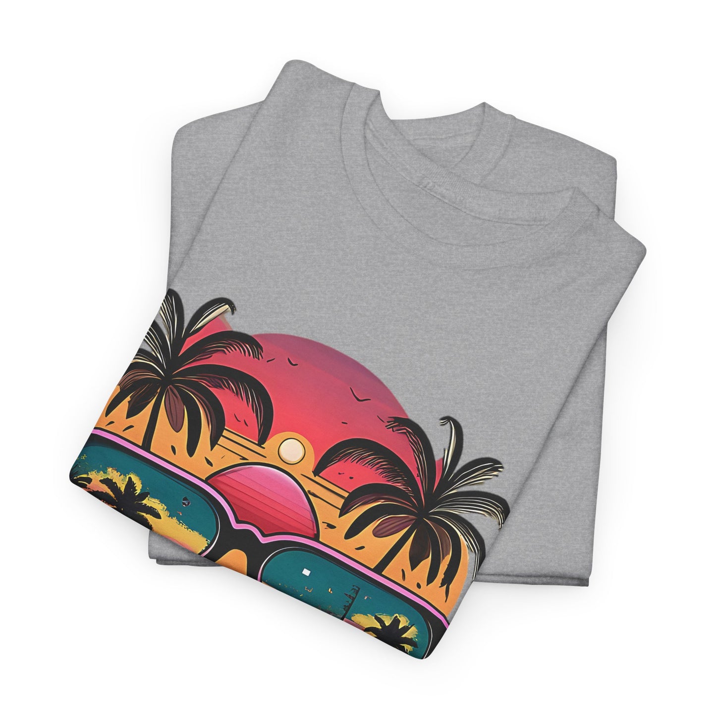 Sunglasses Reflection Beach Tee, Tropical Shades Paradise T-Shirt, Sunset Reflections Graphic Tee, Beach View Sunglasses Shirt.