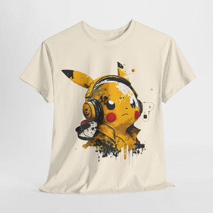 Party Time: Cute Character with Headphones T-Shirt, Electric Vibe Lightning Bolt and Headphones Tee, Amped Up Character