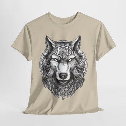 Galaxy Wolf: Howling at the Moon T-Shirt, Space Howler. Wolf in the Cosmos T-Shirt. Lone Wolf of the Stars Galactic Howl T-Shirt