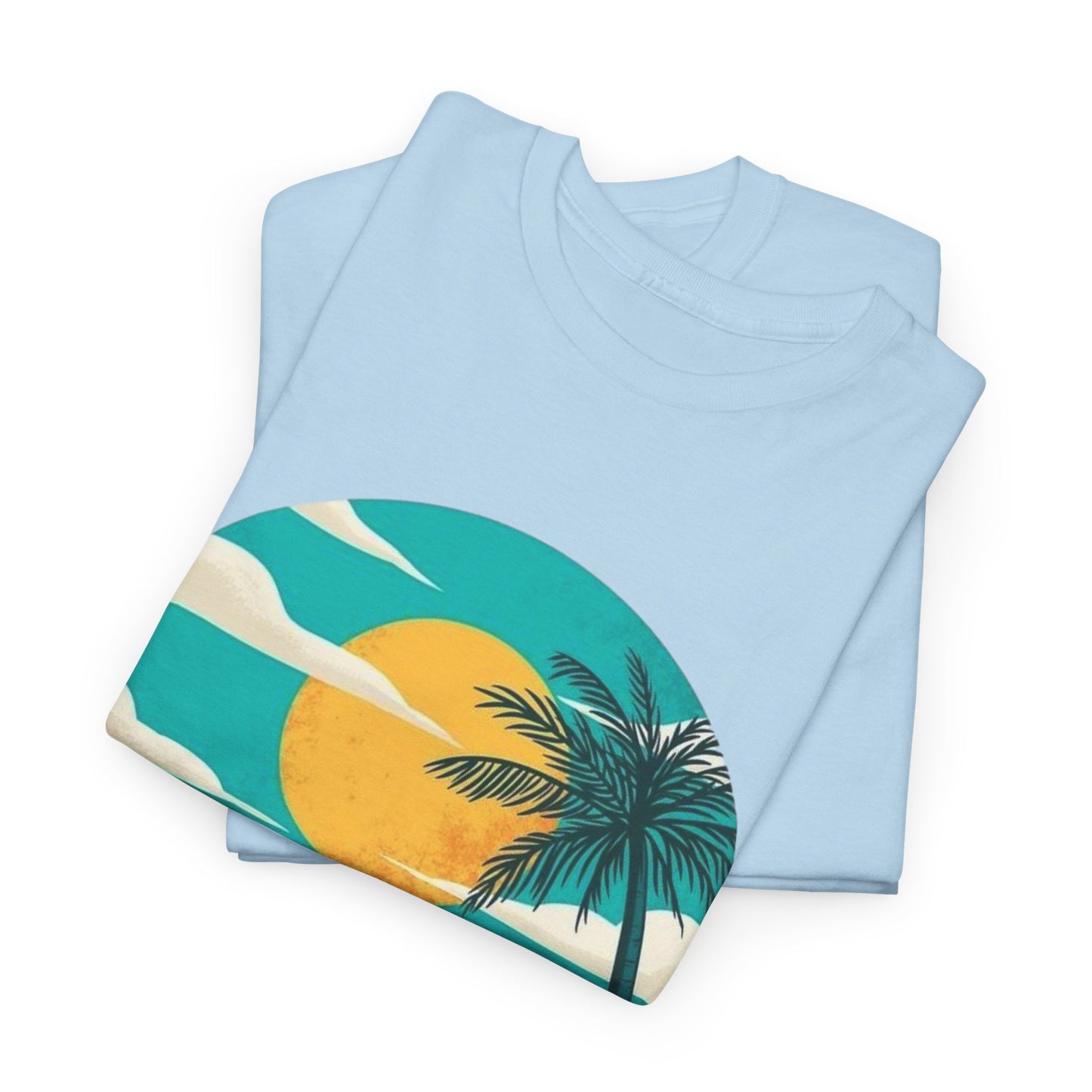 Retro Beach Scooter Tee -Vibrant Sunset Graphic,Tropical Beach Vibes T-Shirt -Sunset and Palm Trees Design,Vintage Beach Scooter Shirt