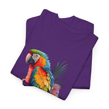 Tropical Parrot: Vibrant Unisex Cotton Tee"Rainbow Parrot Exotic Bird Graphic T-Shirt"Colorful Parrot Tropical Art Unisex Tee"