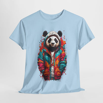 Cool Panda in Colorful Jacket T-Shirt, Trendy Panda Urban Style T-Shirt, Street wear Panda in Vibrant Hoodie Tee.