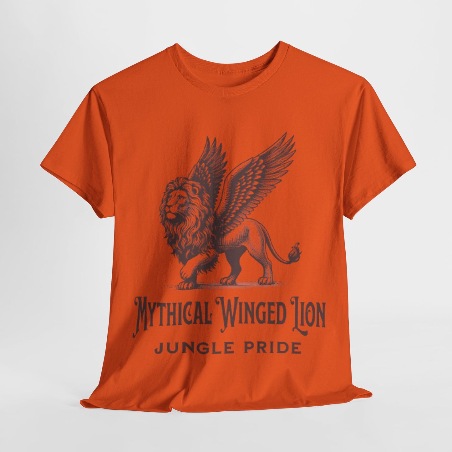 Mythical Winged Lion Tee, Majestic Griffin Art T-Shirt, Fantasy Creature Lion Tee, Winged Beast Graphic Shirt