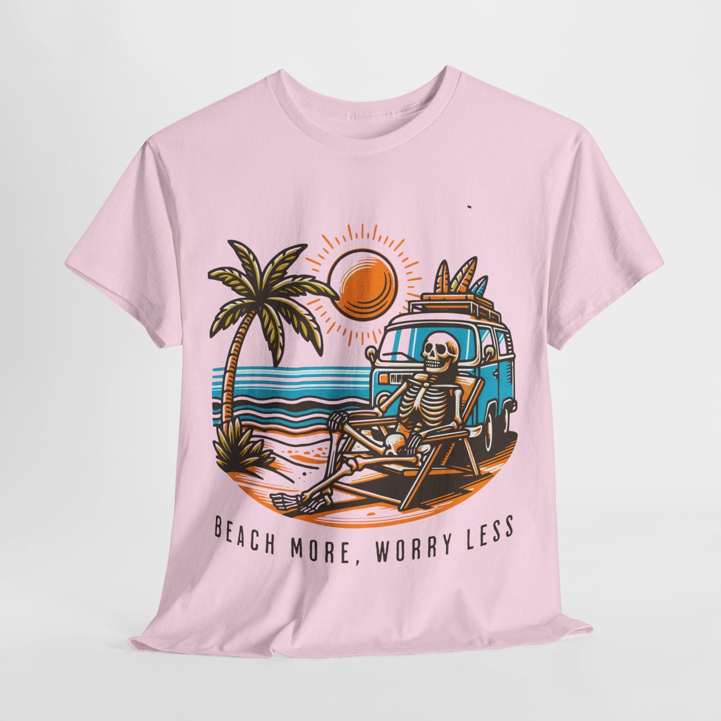 Beach Bum Skeleton: Live the Dream T-Shirt,Life's a Beach, Even After Beach More, Worry Less T-Shirt,Relaxation Never Dies: Beach More, Worry Less T-Shirt.