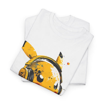 Party Time: Cute Character with Headphones T-Shirt, Electric Vibe Lightning Bolt and Headphones Tee, Amped Up Character