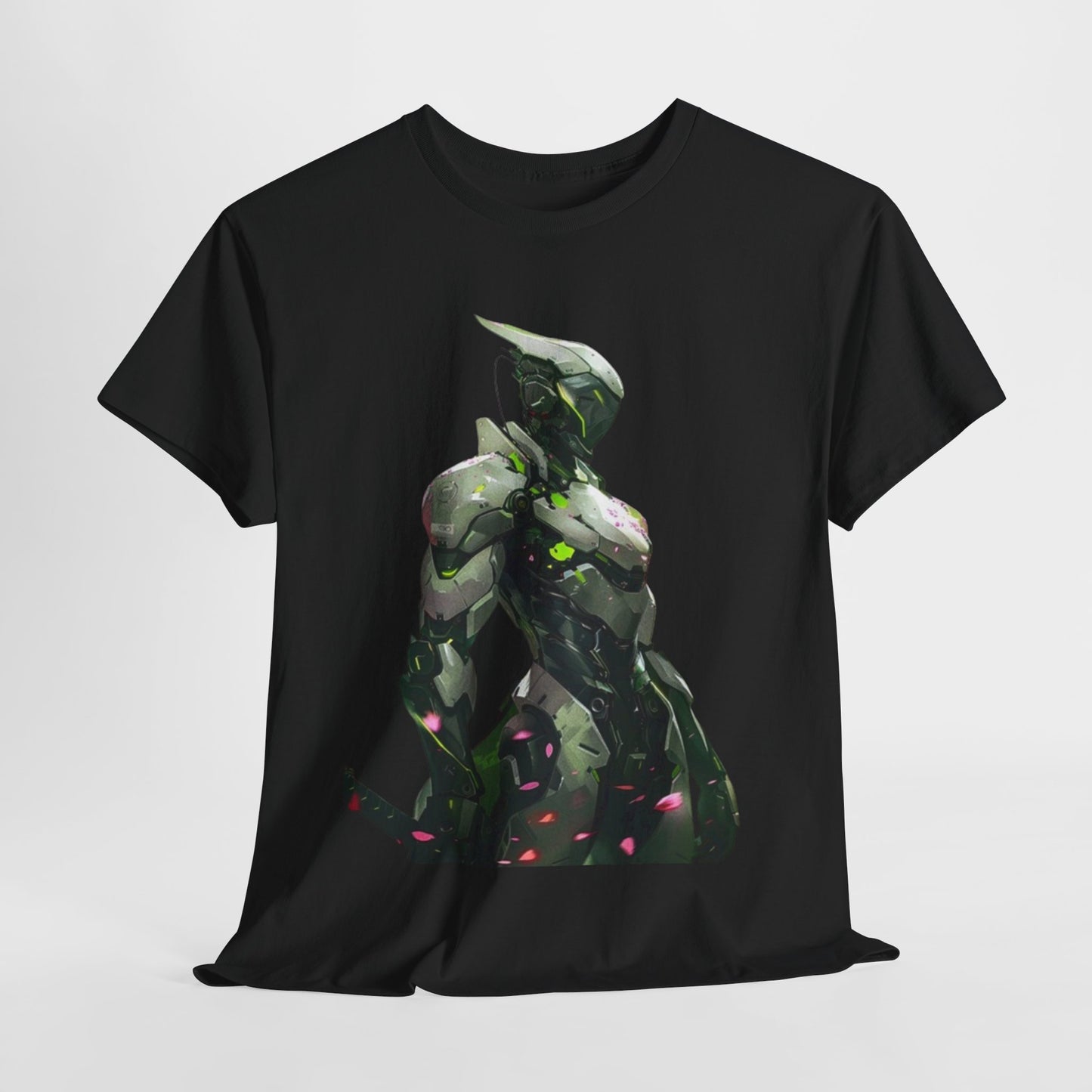 Futuristic Samurai Robot Tee, High-Tech Warrior Graphic T-Shirt, Cybernetic Samurai Hero Shirt, Sci-Fi Robot Samurai Tee.