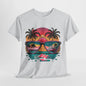 Sunglasses Reflection Beach Tee, Tropical Shades Paradise T-Shirt, Sunset Reflections Graphic Tee, Beach View Sunglasses Shirt.