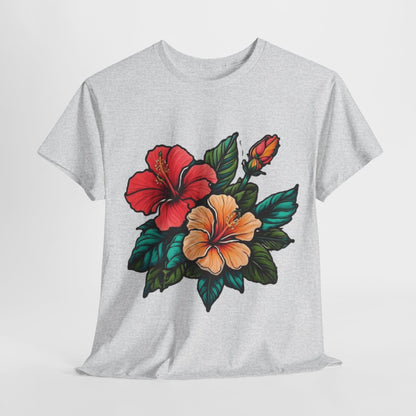 Tropical Paradise, Hibiscus Flower Tee, Blooming Beauty Watercolor Hibiscus T-Shirt, Island Vibes, Hibiscus Flower Graphic Tee