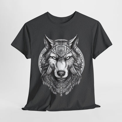 Galaxy Wolf: Howling at the Moon T-Shirt, Space Howler. Wolf in the Cosmos T-Shirt. Lone Wolf of the Stars Galactic Howl T-Shirt