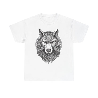 Galaxy Wolf: Howling at the Moon T-Shirt, Space Howler. Wolf in the Cosmos T-Shirt. Lone Wolf of the Stars Galactic Howl T-Shirt