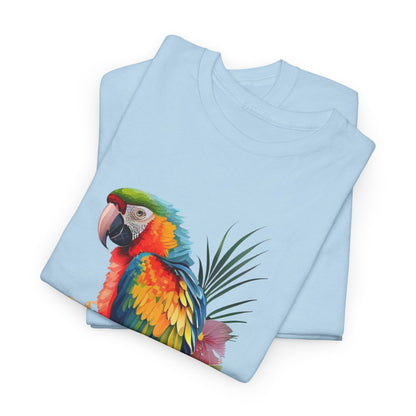 Tropical Parrot: Vibrant Unisex Cotton Tee"Rainbow Parrot Exotic Bird Graphic T-Shirt"Colorful Parrot Tropical Art Unisex Tee"