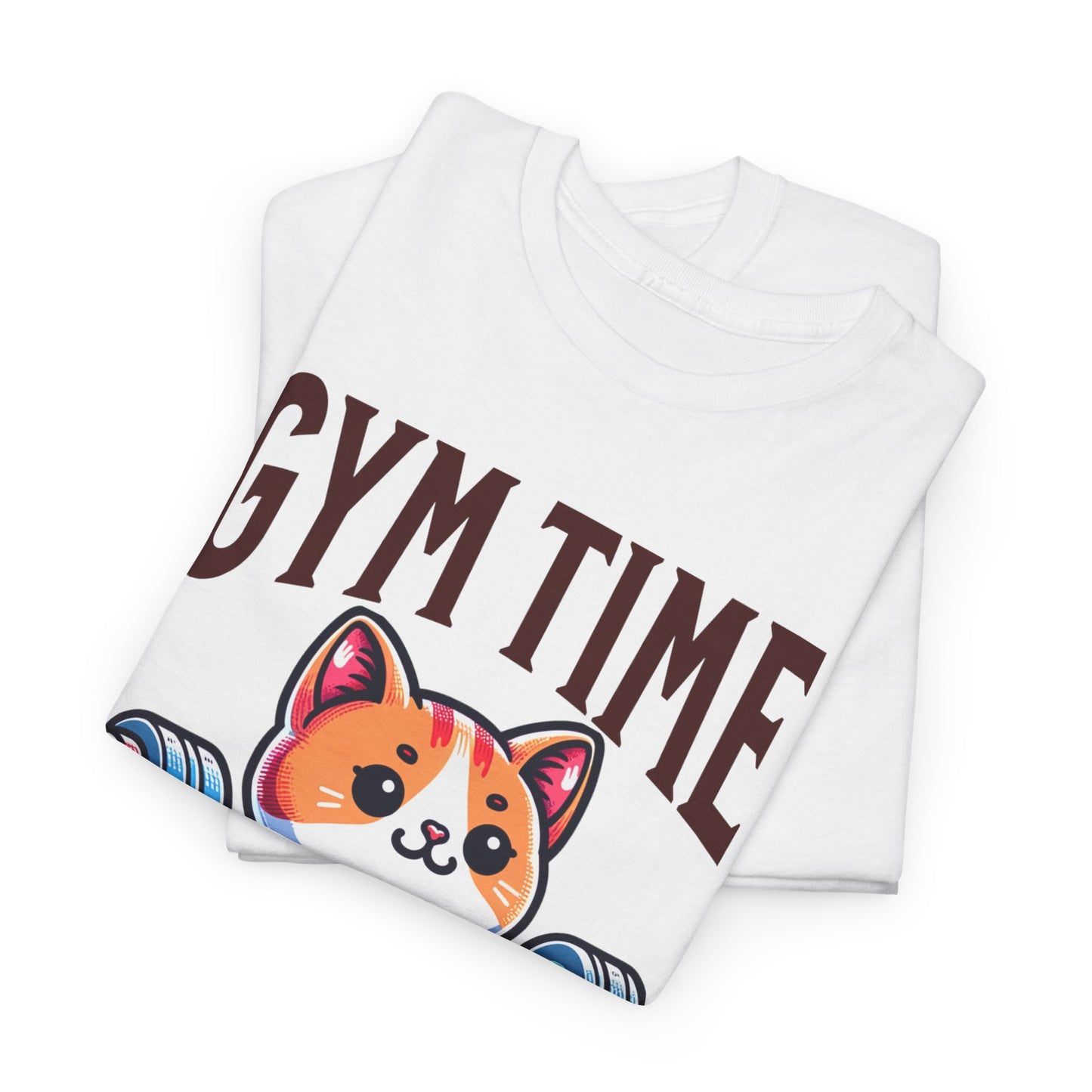 Gym Cat T-Shirt -Cute Workout Motivation Tee, Kawaii Gym Time T-Shirt - Adorable Fitness Cat Design, Workout Kitty Tee - Fun Gym Motivation.