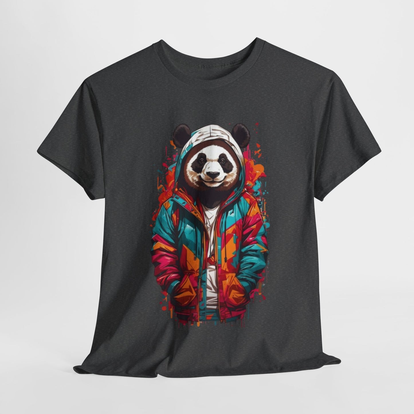 Cool Panda in Colorful Jacket T-Shirt, Trendy Panda Urban Style T-Shirt, Street wear Panda in Vibrant Hoodie Tee.