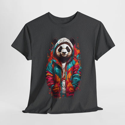 Cool Panda in Colorful Jacket T-Shirt, Trendy Panda Urban Style T-Shirt, Street wear Panda in Vibrant Hoodie Tee.