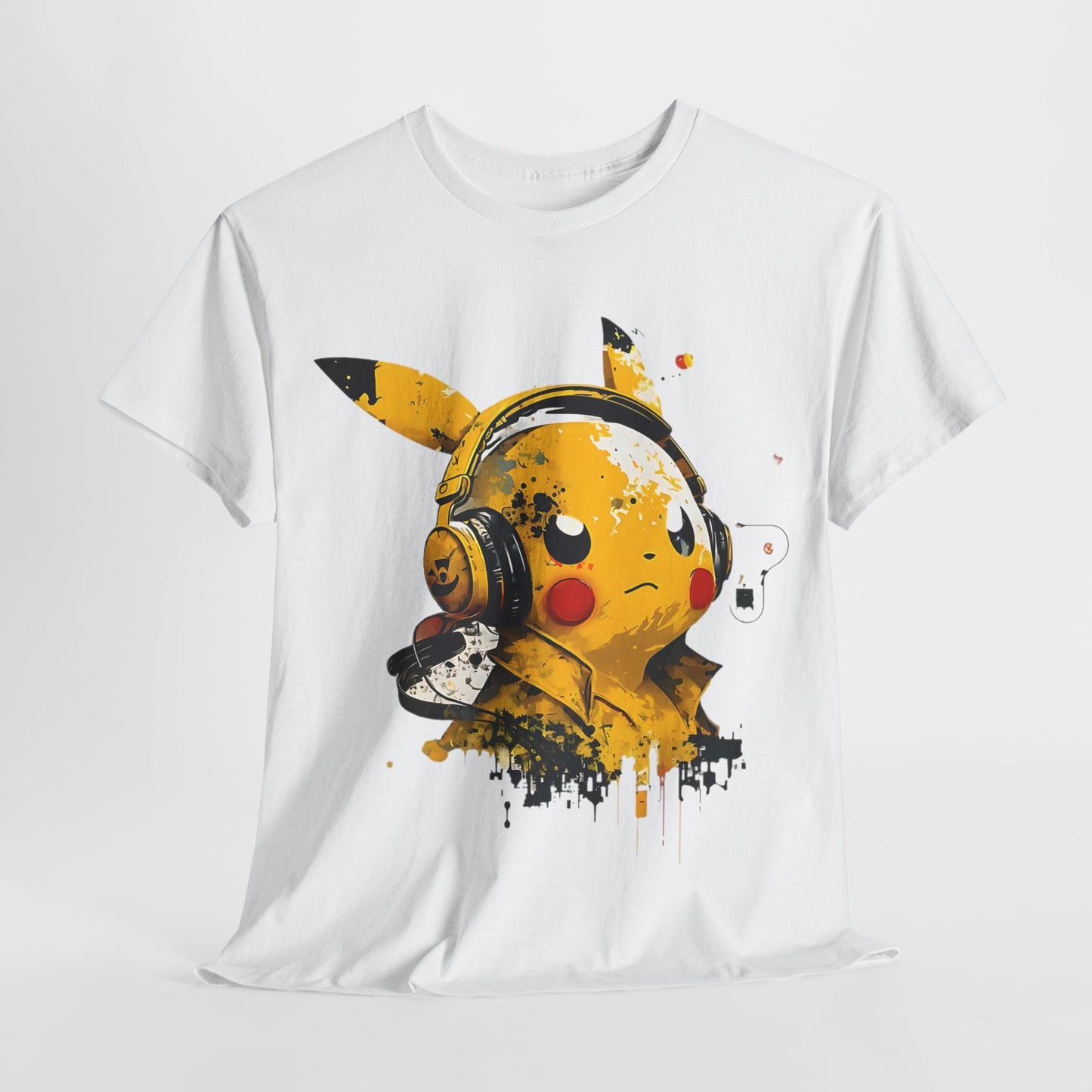 Party Time: Cute Character with Headphones T-Shirt, Electric Vibe Lightning Bolt and Headphones Tee, Amped Up Character