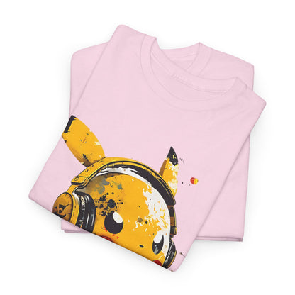 Party Time: Cute Character with Headphones T-Shirt, Electric Vibe Lightning Bolt and Headphones Tee, Amped Up Character