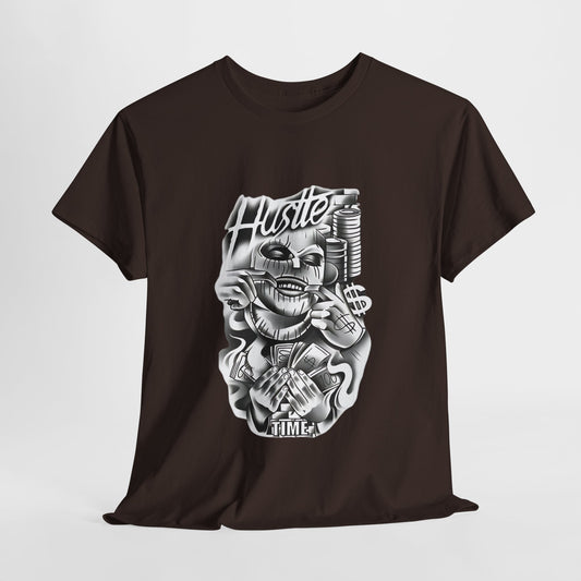 Hustle Time: Money and Grind Motivational Graphic Tee for Street Hustlers - 100% Cotton