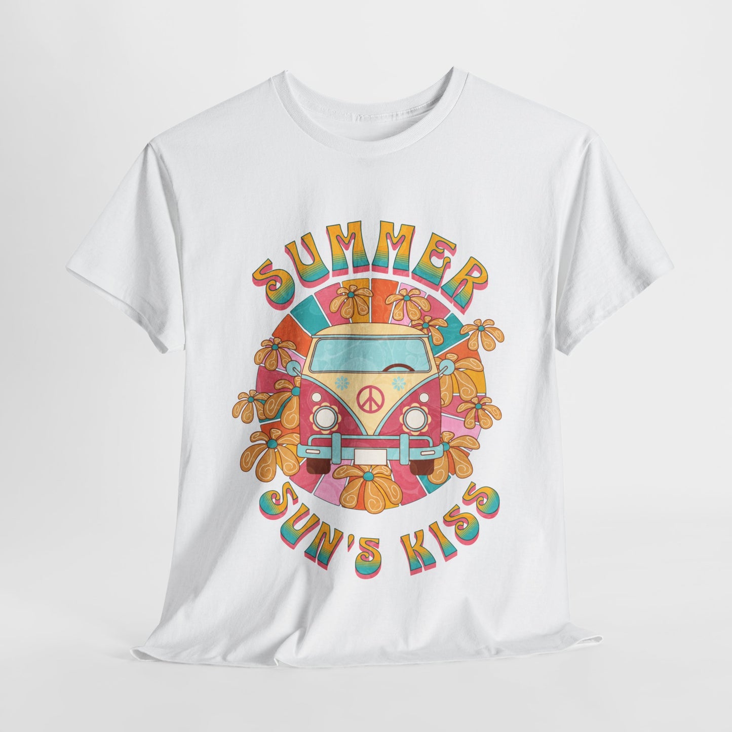 Summer Sun's Kiss: Hippie Bus T-Shirt,Catch a Ride Summer of Love Bus Tee,Groove to the Sun Hippie Bus Vibes Tee.