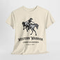 Western Warrior: Cowboy on Horseback T-Shirt, Cowboy Spirit. Western Riding Graphic Tee.Rodeo Champion, Cowboy Horseback Graphic Shirt