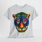 Vibrant Lion: Unisex Graphic Cotton Tee, Rainbow Roar Colorful Lion Cotton T-Shirt,Electric Jungle Colorful Lion Cotton Tee.