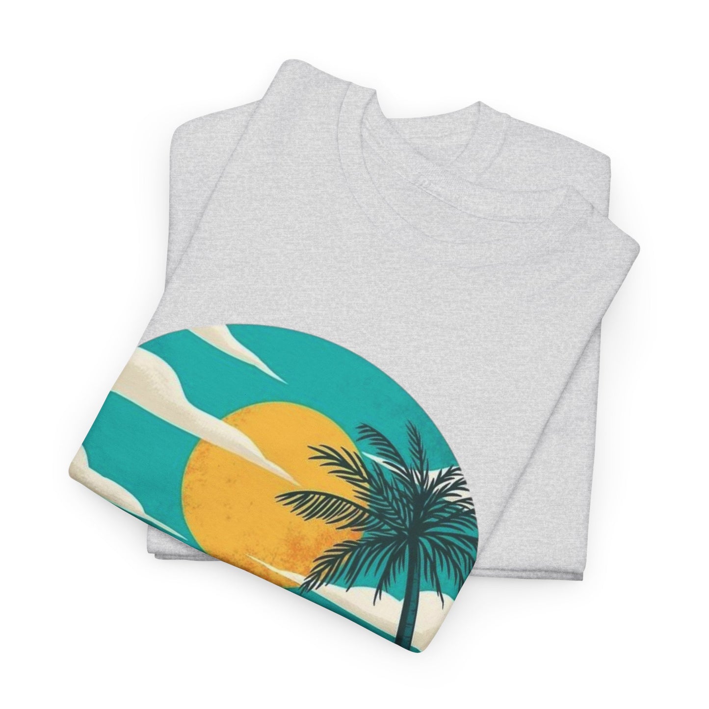 Retro Beach Scooter Tee -Vibrant Sunset Graphic,Tropical Beach Vibes T-Shirt -Sunset and Palm Trees Design,Vintage Beach Scooter Shirt