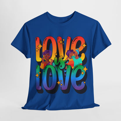 Double the Love: Rainbow Love T-Shirt, Spreading Love Rainbow Love Tee, Love is Love Rainbow Text Tee