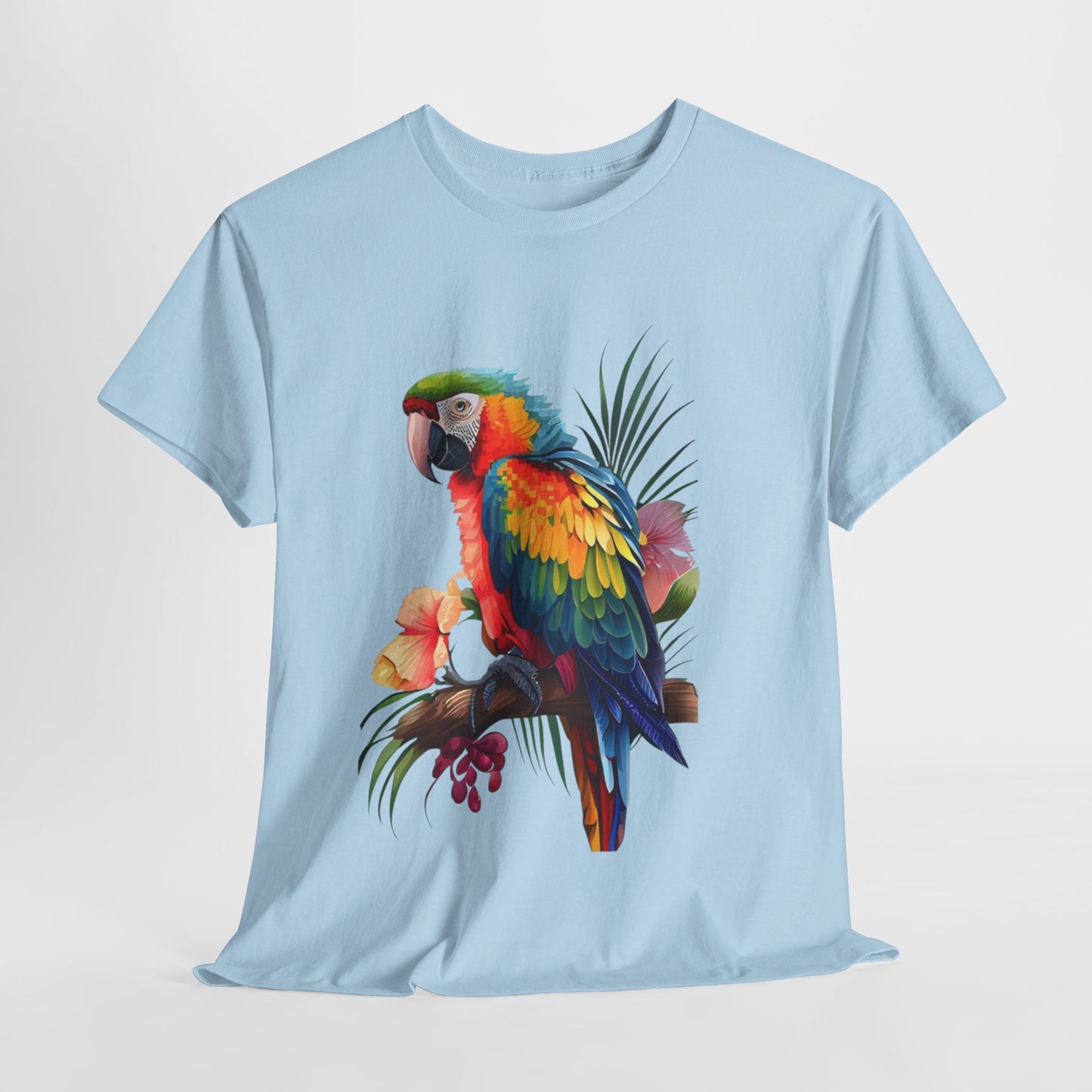 Tropical Parrot: Vibrant Unisex Cotton Tee"Rainbow Parrot Exotic Bird Graphic T-Shirt"Colorful Parrot Tropical Art Unisex Tee"