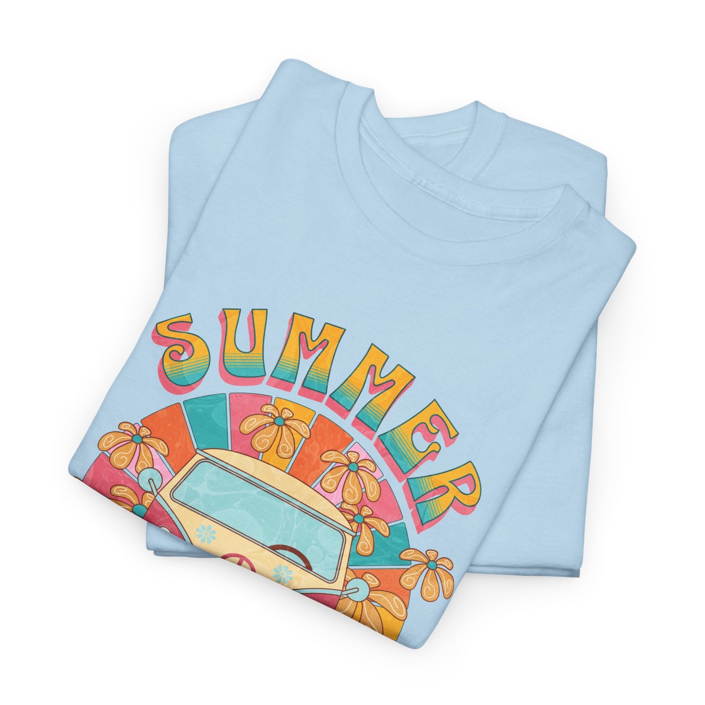 Summer Sun's Kiss: Hippie Bus T-Shirt,Catch a Ride Summer of Love Bus Tee,Groove to the Sun Hippie Bus Vibes Tee.