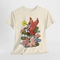 Cranes and Petal, Blooming with Grace: The Crane and Floral Tee, East Meets West: A Crane and Floral Fusion