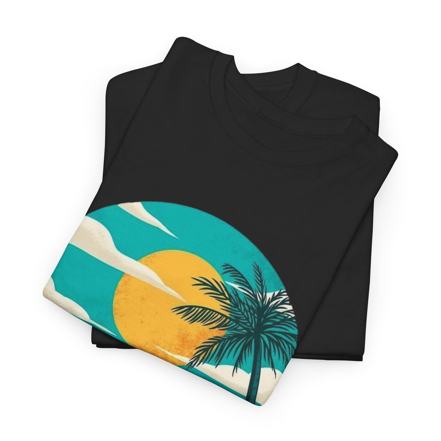 Retro Beach Scooter Tee -Vibrant Sunset Graphic,Tropical Beach Vibes T-Shirt -Sunset and Palm Trees Design,Vintage Beach Scooter Shirt