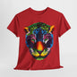 Vibrant Lion: Unisex Graphic Cotton Tee, Rainbow Roar Colorful Lion Cotton T-Shirt,Electric Jungle Colorful Lion Cotton Tee.