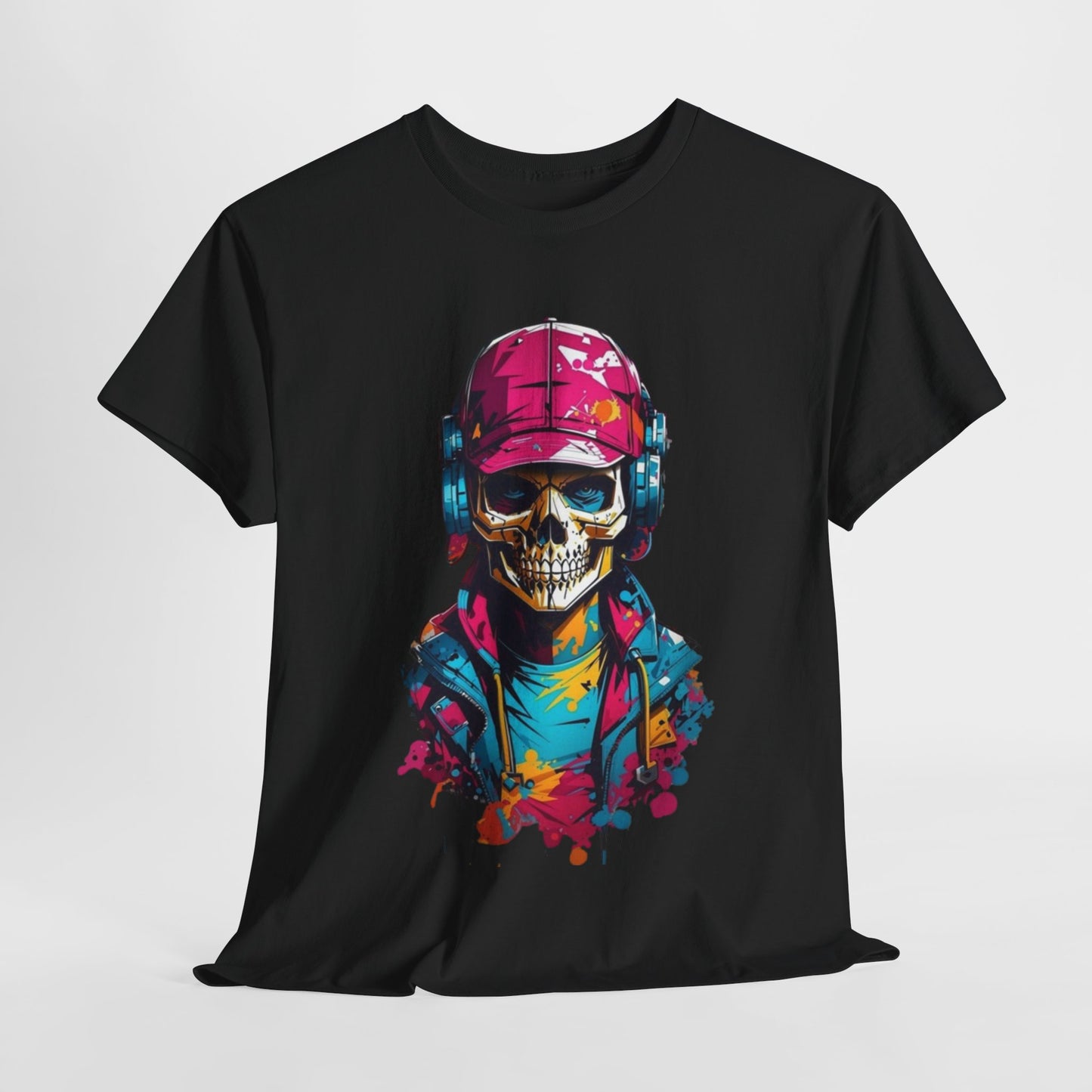 Skull T-Shirt, Music Lover Spooky Cool Shirt, Spooky T-Shirt, Retro T-Shirt, Vintage Tee, Headphone Shirt, Halloween Party Tee