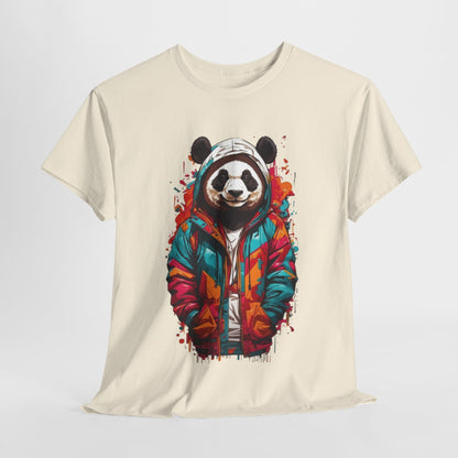 Cool Panda in Colorful Jacket T-Shirt, Trendy Panda Urban Style T-Shirt, Street wear Panda in Vibrant Hoodie Tee.