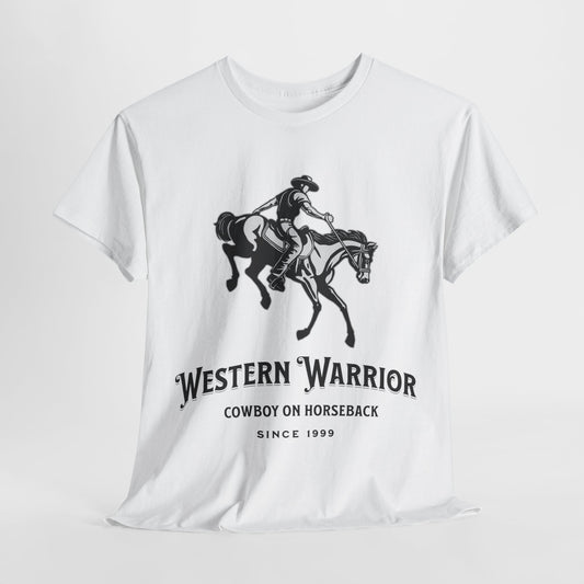 Western Warrior: Cowboy on Horseback T-Shirt, Cowboy Spirit. Western Riding Graphic Tee.Rodeo Champion, Cowboy Horseback Graphic Shirt