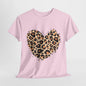 Leopard Love: Heart Print Unisex Cotton Tee"Wild Heart Leopard Print Graphic T-Shirt"Fierce Love Leopard Heart Design Tee.