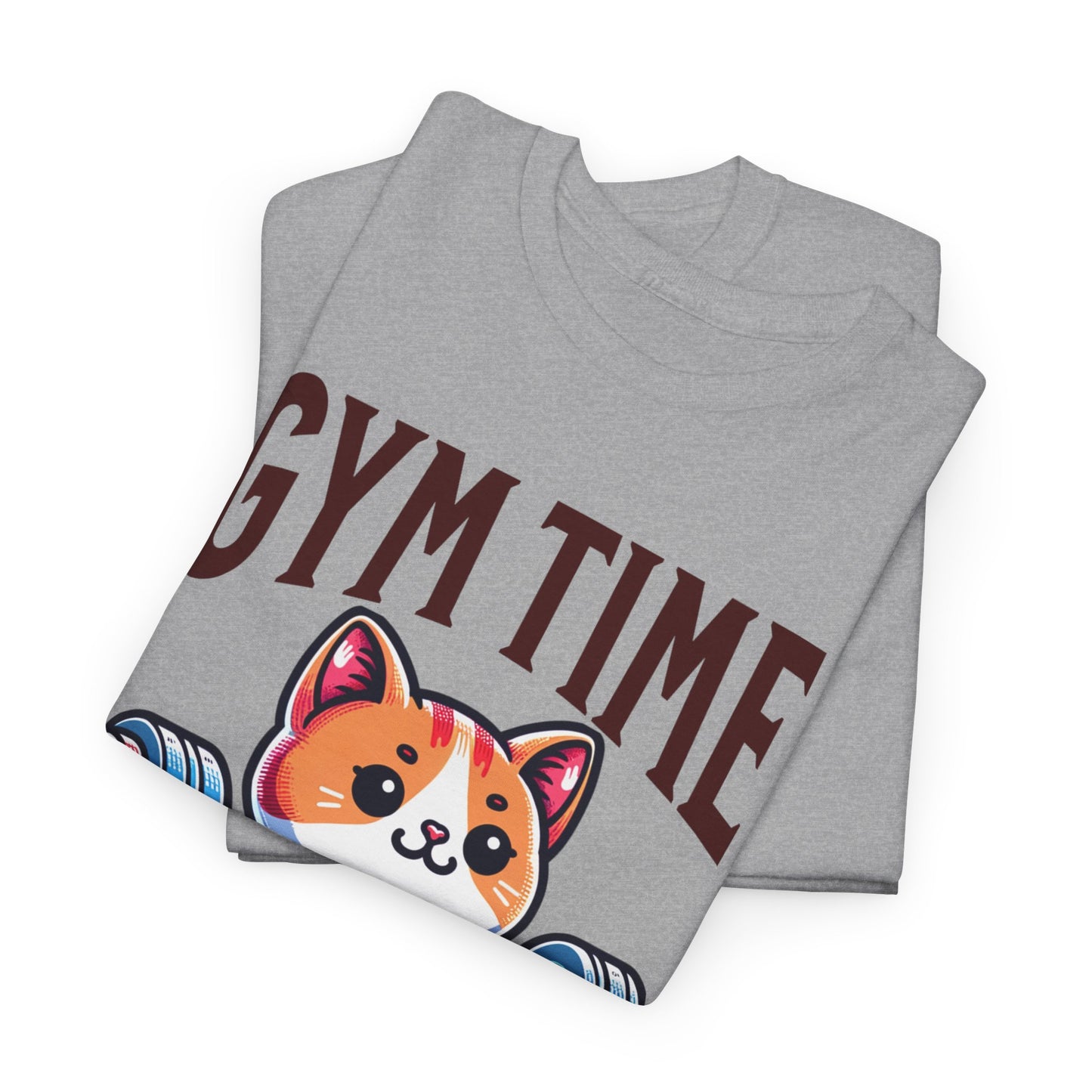 Gym Cat T-Shirt -Cute Workout Motivation Tee, Kawaii Gym Time T-Shirt - Adorable Fitness Cat Design, Workout Kitty Tee - Fun Gym Motivation.