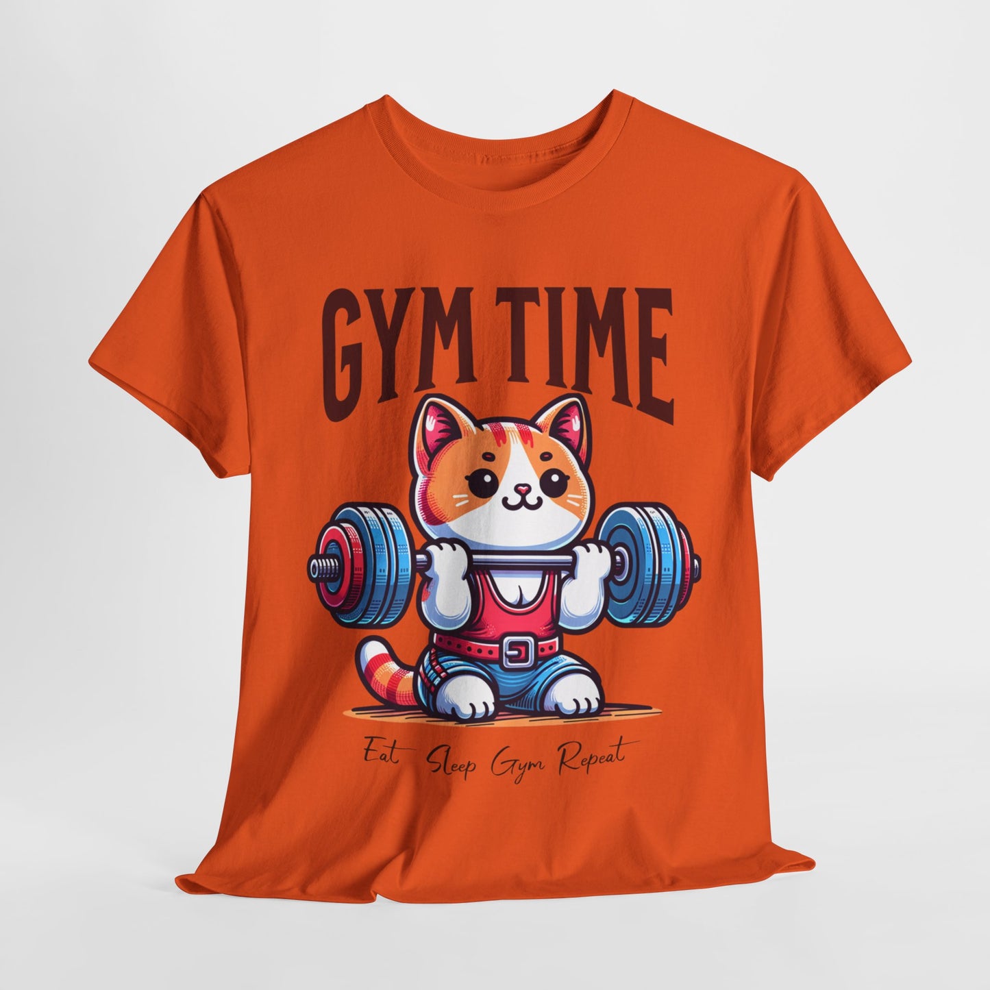 Gym Cat T-Shirt -Cute Workout Motivation Tee, Kawaii Gym Time T-Shirt - Adorable Fitness Cat Design, Workout Kitty Tee - Fun Gym Motivation.