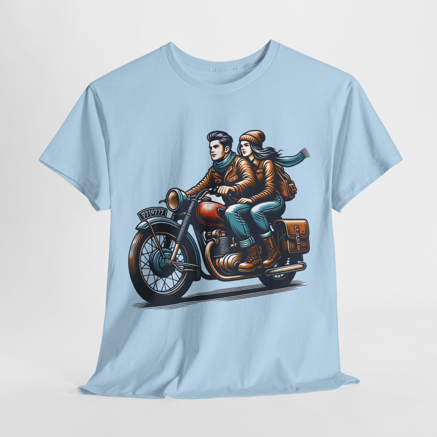 Ride Together: Couples Motorcycle Graphic Tee, Biker Duo. Man and Woman Motorcycle T-Shirt, Adventure Awaits. Couples Motorcycle Photo Tee