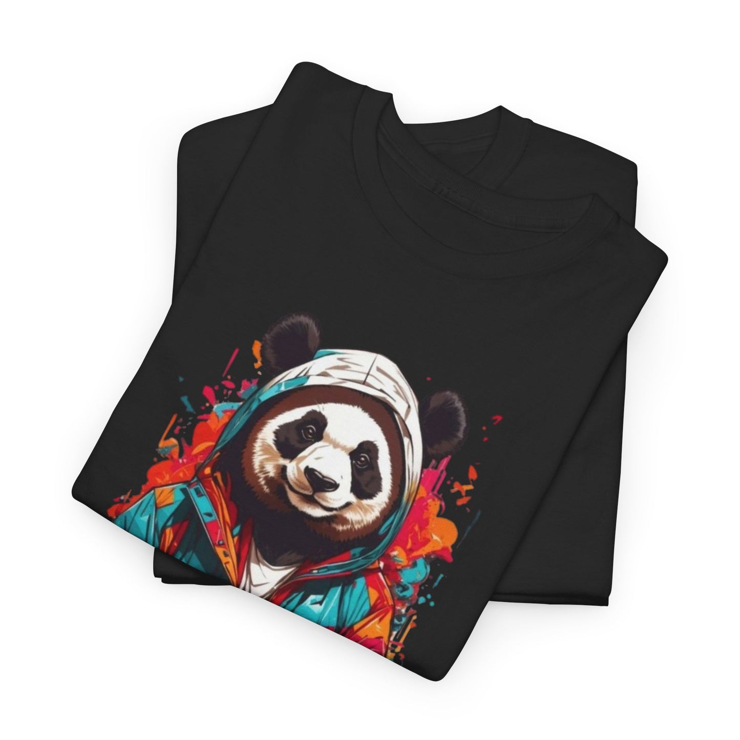 Cool Panda in Colorful Jacket T-Shirt, Trendy Panda Urban Style T-Shirt, Street wear Panda in Vibrant Hoodie Tee.