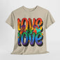 Double the Love: Rainbow Love T-Shirt, Spreading Love Rainbow Love Tee, Love is Love Rainbow Text Tee