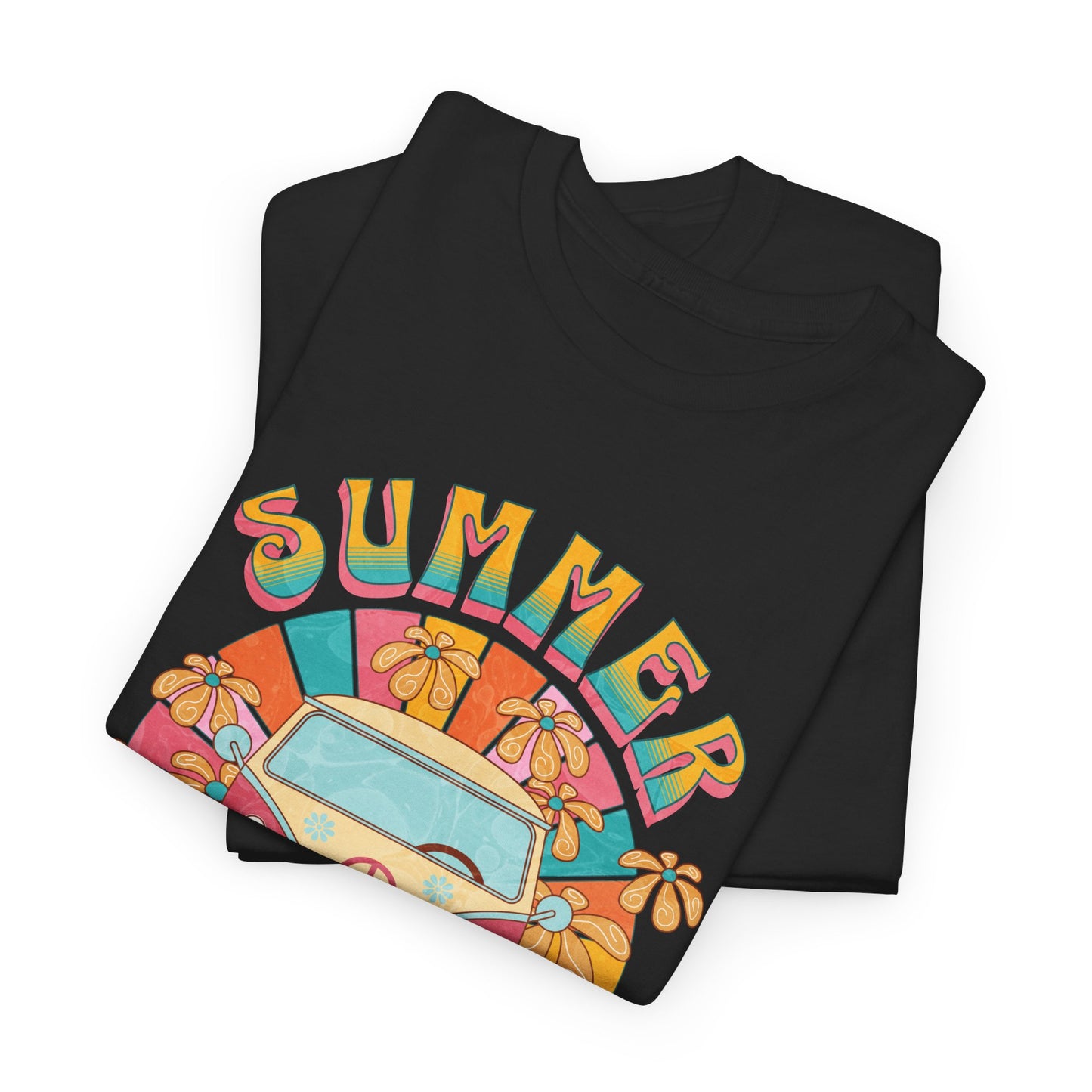 Summer Sun's Kiss: Hippie Bus T-Shirt,Catch a Ride Summer of Love Bus Tee,Groove to the Sun Hippie Bus Vibes Tee.