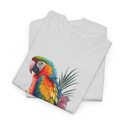 Tropical Parrot: Vibrant Unisex Cotton Tee"Rainbow Parrot Exotic Bird Graphic T-Shirt"Colorful Parrot Tropical Art Unisex Tee"