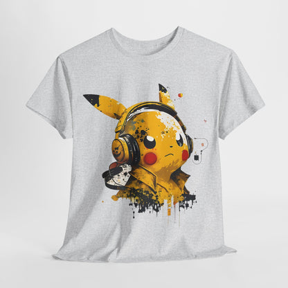 Party Time: Cute Character with Headphones T-Shirt, Electric Vibe Lightning Bolt and Headphones Tee, Amped Up Character