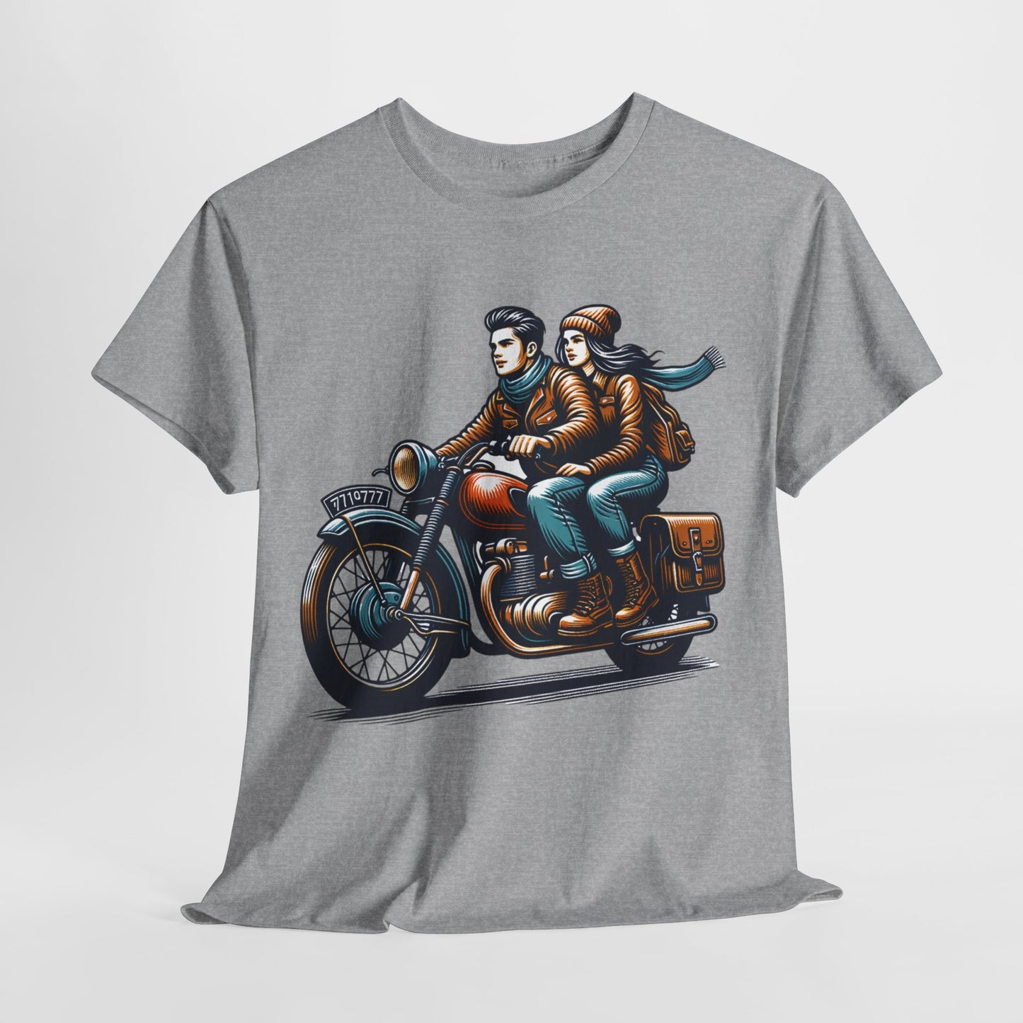 Ride Together: Couples Motorcycle Graphic Tee, Biker Duo. Man and Woman Motorcycle T-Shirt, Adventure Awaits. Couples Motorcycle Photo Tee