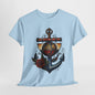 Nautical Anchor Globe Art T-Shirt, Vintage Nautical Anchor Graphic Tee, Tattoo Style Anchor and Rose Tee.